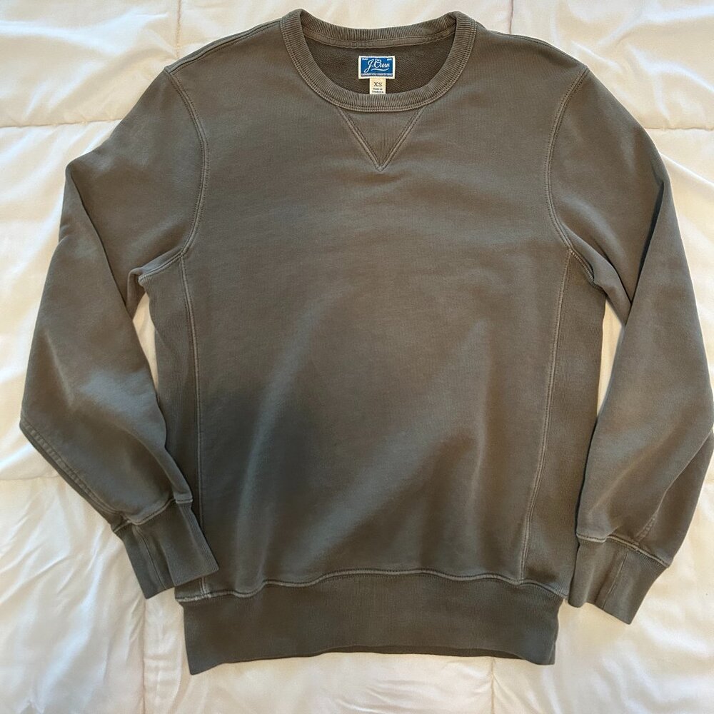 J. Crew Garment-dyed french terry crewneck sweatshirt GREEN AD306, XS